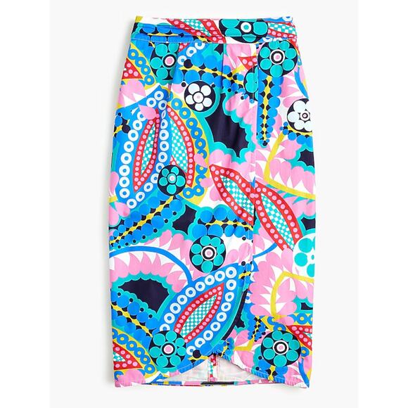 J.Crew Tie-back tulip skirt in Ratti kaleidoscope floral #L7939 size 6 Career - Picture 1 of 9